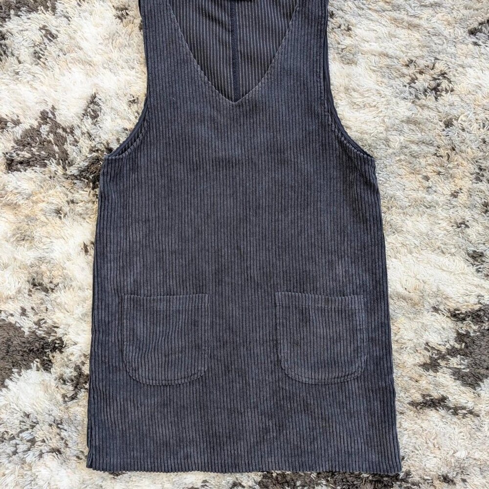 Women's Motel Grey and Navy Dress mini dress with V-neckline